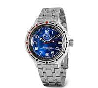 Vostok | GRU Amphibian Automatic Self-Winding Russian Diver Wrist Watch | WR 200m | Amphibia 420866 | Blue Dial 40mm Mechanical Watch | Luminous dots, steel, Diver