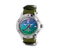 VOSTOK | VDV Komandirskie Military Commander Airborne Forces Mechanical 40mm Wrist Watch | Model 431021 | WR 20m | Blur-Green Dial Mechanical Watch | Luminous dots, 431021 green, Military