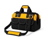Vosyinm 16 Inch Tool Bag Organiser with 14 Pockets, Wide Opening and Strap | 14 pockets, clear 39 × 20 × 28 cm sizing, wide-opening access and two carrying options for organised everyday tool storage.