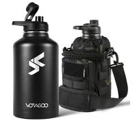 VOTAGOO GEAR 64Oz Tactical Water Bottle - Half Gallon Stainless Steel Insulated Water Bottle, Metal Military Bottle with Rugged, Removable Sleeve Tactical Carrier Bag for Hiking Camping Hunting