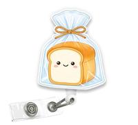 VOTANTA - Bread in a Bag Badge Reel, Cute Bread Bag Acrylic Retractable Badge Holder with Clip, Funny Toast Food Lovers Bakery ID Holder Gifts for Medical Nurse Doctor Nursing Student Teacher Coworker