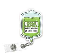 VOTANTA - Matcha IV Bag Badge Reel, Cute Green Tea Nurse Acrylic Retractable Badge Holder with Clip, Matcha Lover Medical Healthcare Workers ID Holder Gifts for Nurse Doctor Teacher Student