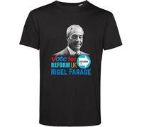 Vote for Nigel Farage T-Shirt, Leader of Right-Wing Political Party Reform UK Tshirt, Support Nigel Farage T Shirt, British Politician Tee, England Elections 2024 Tee, Unisex UK Election Top Black