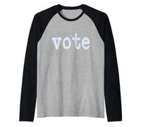 Vote in Pale Blue Lettering Raglan Baseball Tee