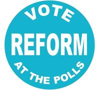 Vote Reform at The Polls - (Two Pack) 80mm Diameter Car Bumper Window Decal Sticker