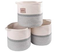 voten Cubes Storage Baskets Bins for 13x13 Cube Organizer/Shelf,Woven Baskets for Storage/Organizing,Rope Toy Storage Bins,Cloth Closet Organizing Basket Bin 3 Packs,12.6x12.6’’Off White/Mixed Gray