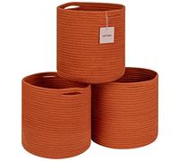 voten Storage Cubes Baskets Bins Organizer 11x11x11'' Fit 12x12''Cube Bookcases Shelf,Durable Woven Cotton Storage Basket for Organizing,Round 3Pack Brick Red