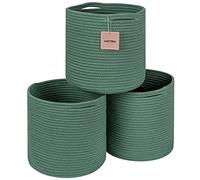 voten Storage Cubes Baskets Bins Organizer 11x11x11'' Fit 12x12''Cube Storage Organizer Bookcases Shelf,Durable Woven Cotton Storage Basket for Organizing,Round 3Pack Green