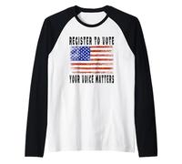 Voter Registration USA Register to Vote Your Voice Matters Raglan Baseball Tee