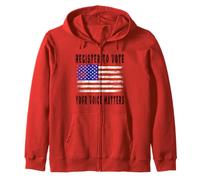 Voter Registration USA Register To Vote Your Voice Matters Zip Hoodie