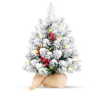 Vothen Mini Tabletop Christmas Tree with LED: 50cm Artificial Pre-lit Xmas Trees - Small Mini Decorative Artificial Tree - Min Xmas Plant for Decorate Indoor/Outdoor to Celebrate Christmas