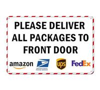 VOTHI Delivery Sign for Packages Please Deliver All Packages to Front Door,Delivery Sign for Outdoor Use, Aluminum Signs 8 x 12 In