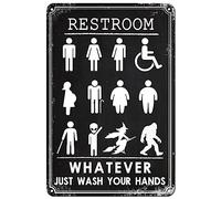 VOTHI Funny Vintage Restroom Sign,Just Wash Your Hands Sign Bathroom Decor Metal Signs Inclusive Bathroom Door Gender Sign For Hotel Home Toilet Wall Decor 8 x12 Inch