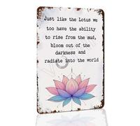 VOTHI Metal Tin Sign，Inspirational Gift，Just Like a Lotus We Too Have the Ability to Rise，Rustic Wall Art Home Decoration 10 x 8 Inch