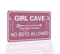 VOTHI No Boys Allowed Sign - Girls Only Aluminum Wall Art for Daughter’s Bedroom, Playroom, or Dorm - Fun Teen Decor Teen Girl Cave Hanging Sign 8x12 Inch