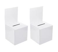 Voting Box with Slot, 2PCS 6x6x6" Suggestion & Donation Box, White Cardboard Raffle Ticket with Removable Header, Ballot for Fundraising, Collecting Card, Voting Contest, Donation