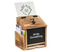 Voting Box,Wooden Donation Box with Slot and Lock,Wall Suggestion Organizer for Comments Prayers Votes Savings Raffle Tips