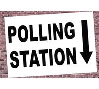 Voting Polling Station Wayfinder Down Arrow Sign Self Adhesive Gloss Sticker A3 size 420mm x 297mm