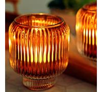 Votive Candle Holders for Wedding Centerpieces, Tealight Candle Holder Set of 2, Glass Votive Candle Holder Bulk for Home Decor(Brown, 3.5'' Tall 3.1'' Diameter)