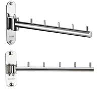 Votmores Stainless Steel Space Saving Clothes Hanger Rack, 5 Hooks, Wall Mounted, Heavy Duty, Modern, Silver