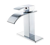 VOTON Bathroom Chrome Faucet for Sink Single Handle 1 Hole with 3 Hole Deck Plate, Rv Lavatory Vessel Faucet