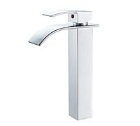 VOTON Vessel Sink Faucet Chrome Modern Tall Waterfall Bathroom Sink Faucet Single Handle Bathroom Faucet 1 Hole Bowl Lavatory Vanity Faucet, Rv Sink Camper Farmhouse Bathroom Utility Remodel Faucet