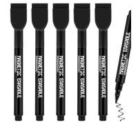 VOTON Whiteboard Pens Black, 5 Pcs Magnetic Whiteboard Markers and Eraser set Fine Tip White Board Pens with Dry Wipe Markers for Home, Office and School