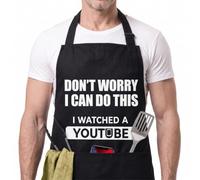 Votuda Funny BBQ Apron for Men with Pocket, Adjustable Cooking Apron, Novelty Gift for Dad, Husband, Boyfriend, Father's Day Birthday BBQ Grill Gift