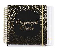 Votum 18-Month Day Large Planner, 2024-2025, Daily, Weekly & Monthly, January-June, Organized Chaos Black - Appointment Book with 3 Sticker Sheets, Twin-Ring Binding, Notes Pages - School & Work