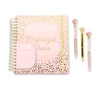 Votum 18-Month Day Large Planner, 2025-2026, Daily, Weekly & Monthly, January 2025 - June 2026, Organized Chaos, Pink - Appointment Book with 3 Sticker Sheets, Twin-Ring Binding, Notes Pages - School