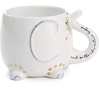 VOTUM Elephant Ceramic Coffee or Tea Mug - Animal Shaped Cup with Hand Printed Designs Saying “And So the Adventure Begins” - Cute Handmade Gift for Men or Women Elephant Lovers - 18.6 Fluid Ounce