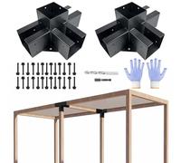VoTwoofv pergola Bracket kit 4x4,4-Way Right Angle Corner Bracket Woodworks Pergola kit for Wood Beam (Actual: 3.5"x3.5'') Outdoor Gazebos, Patio Pergolas, Log Cabins - 2 Pack…