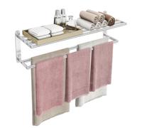 VOTZAAQ 32 in Towel Racks for Bathroom, Bath Towel Shelf with Double Towel Bar, Stainless Steel Towel Storage for Lavatory Wall Mounted, 2-Tier Towel Hanger Towel Holder, Brushed Nickel
