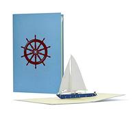 Voucher or birthday card with 3D pop-up sailing boat, yacht; unusual travel voucher for sailing, sailing trip, gift idea for birthday, B16
