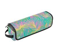 voucong 2 in 1 Hair Tools Organizer with Heat Resistant Pad Double-Layer Travel Carrying Case for Flat Irons, Straighteners, Curling Irons Travel Essentials for Women Tropical Palm Tree Pink