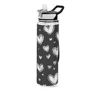 voucong 32oz Black and White Porn People's Cartoon Romantic Love Slim Water Bottle with Straw Tritan BPA-Free non toxic Plastic Travel Water Bottle for Cycling
