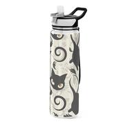 voucong 32oz Cartoon Black Cats Swim Water Bottles Tritan Non-BPA non toxic Plastic Water Bottles for Gym Portable