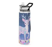 voucong 32oz Cartoon Cute Fake Sequin Fawn Water Bottle Straw Lid Tritan In BPA Free non toxic Reusable Plastic Water Bottles for Cycling