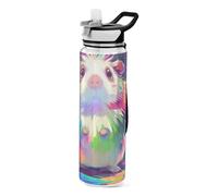 voucong 32oz Cartoon Cute Hamster Art Painting Water Bottle with Straw Tritan BPA Free Lead non toxic Water Jug for Gym for Gym Portable