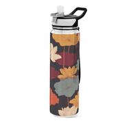 voucong 32oz Colorful Water-lilies Flower Leaves Simply Modern Water Bottle Tritan No BPA non toxic Bottle with Straw Lid for Sports
