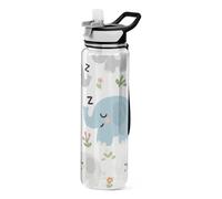voucong 32oz Cute Cartoon Grey Elephants Water Bottle Tritan BPA-Free non toxic Safe Reusable Water Bottles for Travelling
