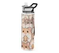 voucong 32oz Cute Cartoon Hamster Refillable Water Bottle Tritan BPA-Free non toxic Jugs for Drinking for Sports washable