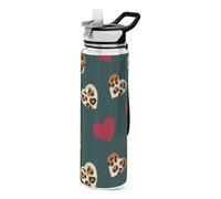 voucong 32oz Dark Green Leopard Pattern Crimson Heart Christmas Water Bottle Tritan Leak Proof & BPA Free non toxic Plastic Bottle for