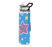 voucong 32oz Fake Glitter Cartoon Star Colorful Water Bottles Wide Mouth Tritan BPA Free Leak Proof non toxic Reusable Travel Water Bottle for Cycling Portable