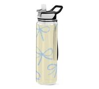 voucong 32oz Fake Glitter Sequins Bow Yellow Refillable Water Bottle Tritan BPA Free non toxic Bottle with Soft Straw for washable