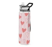voucong 32oz Fake Glitter Sequins Heart Pink Modern Water Bottle Tritan BPA Free Leak Proof non toxic Reusable Travel Water Bottle for