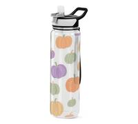 voucong 32oz Fake Sequins Pumpkin White Straw Water Bottles Tritan Clear BPA Free non toxic Reusable Travel Water Bottle for Cycling washable