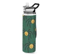 voucong 32oz Happy Halloween Spider Green Water Bottle with Carry Tritan BPA-Free non toxic Plastic Water Bottle with Straw for Outdoors