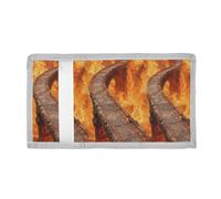voucong 3D Curved Stone Bridge Burning Fire Trifold fold Wallets for Men for Male Minimalistic Casual fold Wallets Men with Lanyard