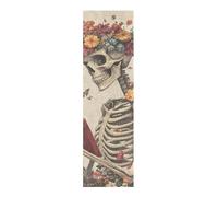 voucong A Skeleton Reading with Flowers and Butterflies Skateboard Grip Tape roll Non Slip Scooter Accessories 33×9 Inch para Skateboard